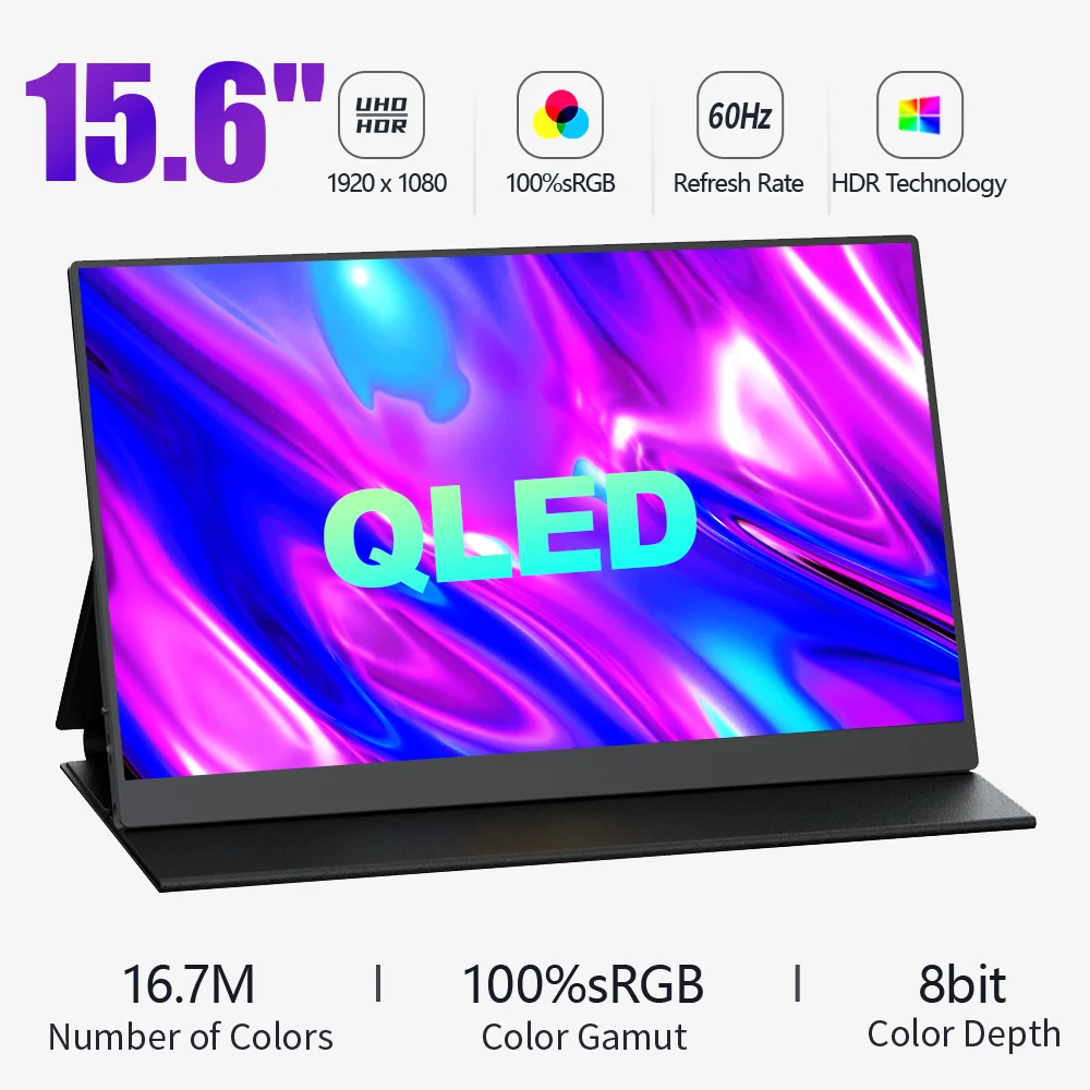 QLED ޴  HDR  ° ȭ, USB HDMI ȣȯ, PS5/4 ġ Xbox ޴ PC ƺ ƮϿ, 15.6 ġ
